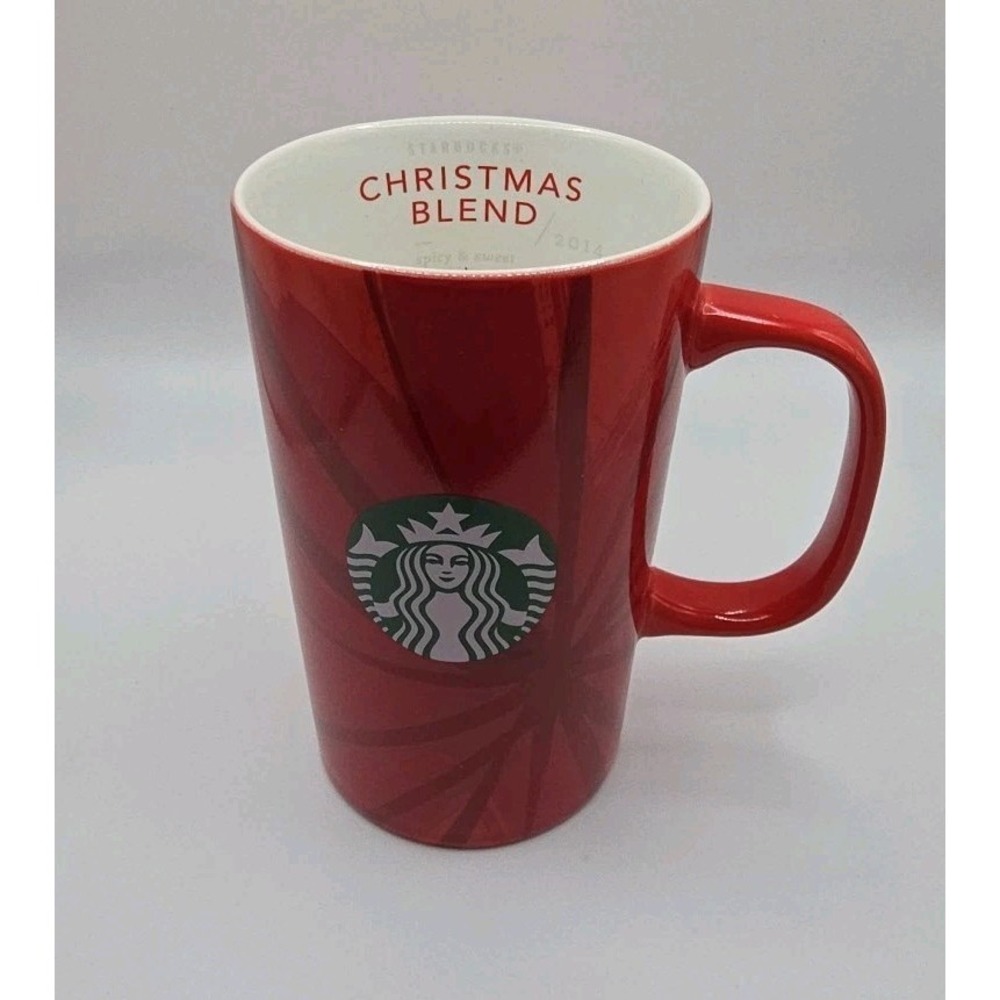 Starbucks Christmas Blend 2014 30th Anniversary Coffee Mug Mermaid 12 Oz Red